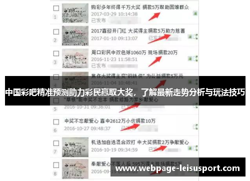 中国彩吧精准预测助力彩民赢取大奖,了解最新走势分析与玩法技巧